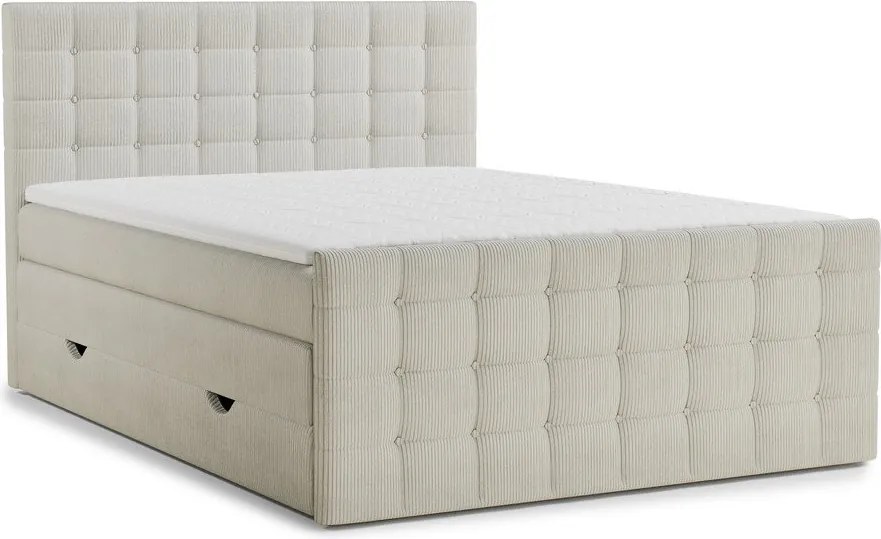 Pat boxspring crem cu spațiu de depozitare 180x200 cm Tasca – Maison de Rêve
