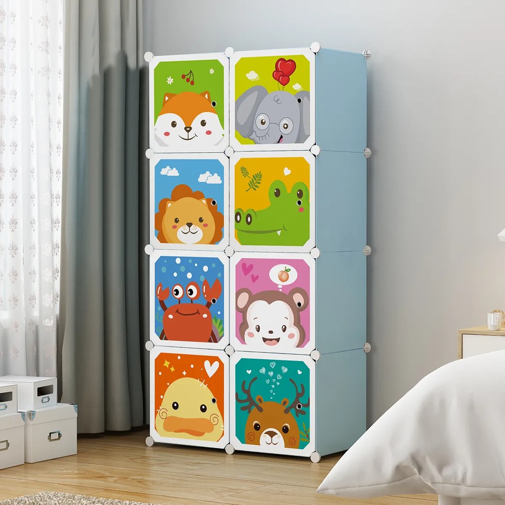 Dulap Modular Copii, 8 Compartimente, D4393, Blue