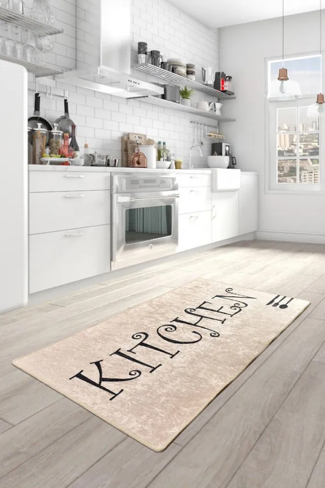 Covor Bucatarie Spoon, 80x150 cm, Catifea / Poliester