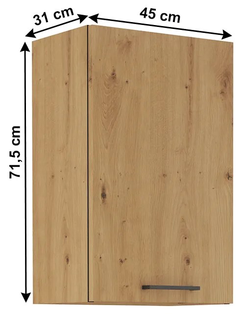 Dulap superior de bucătărie Meriel 45 G-72 1F (stejar artisan). 1033987