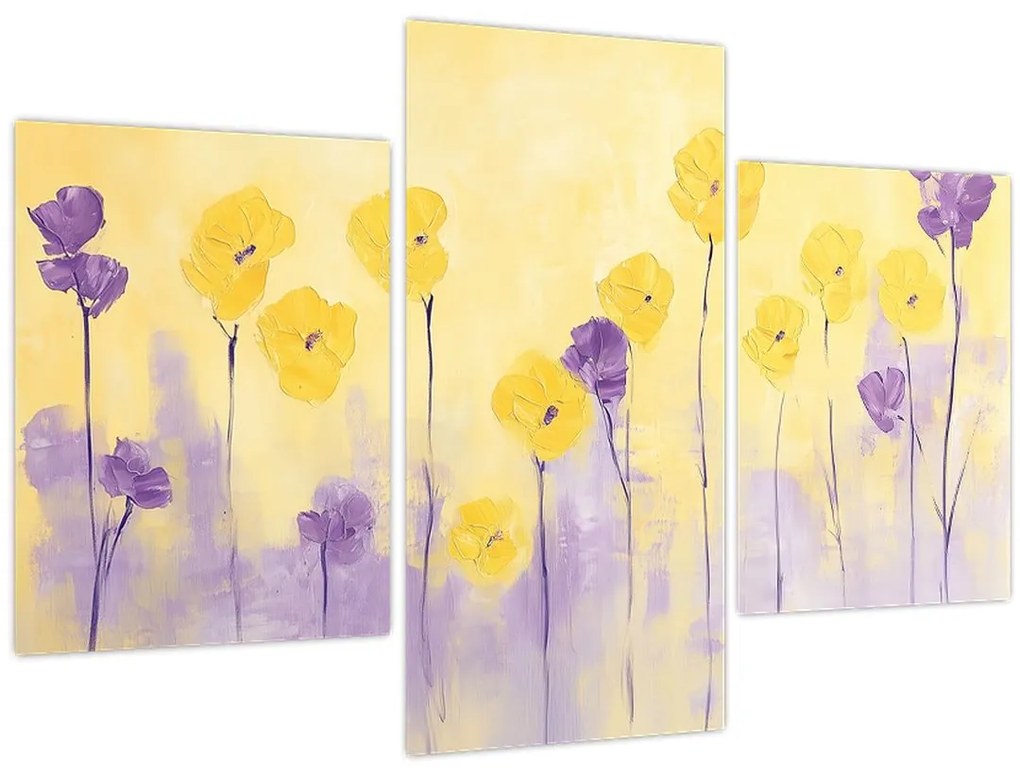 Tablou - Flori mov și galbene (90x60 cm)