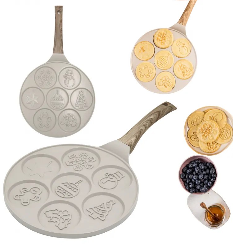 Plită pentru clătite Klausberg KB 7970, 26,5 cm, 7 compartimente, Acoperire antiaderentă, Inducție, Bej