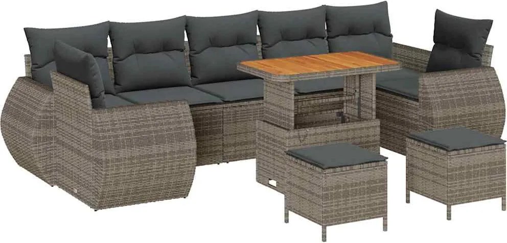 vidaXL Set de canapele pentru grădină cu pernă Manual 10 pcs Gri