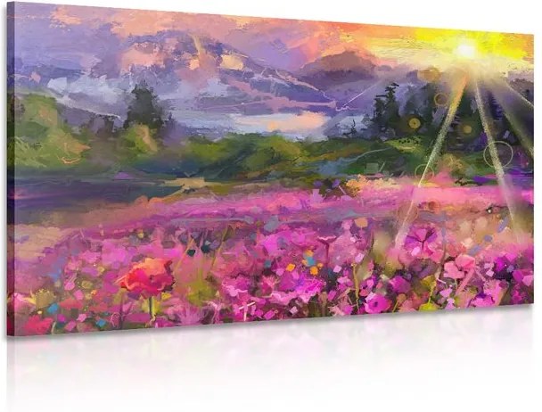 Tablou pictură în ulei peisajul colorat