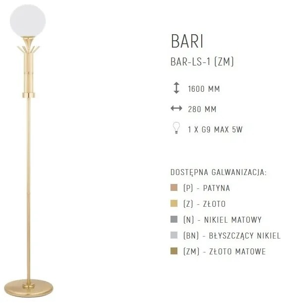 Lampadar design LUX realizat manual BARI