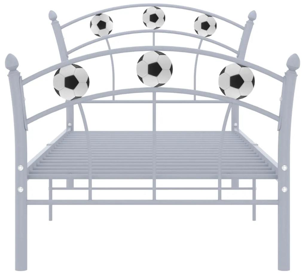 Cadru de pat, cu model de fotbal, gri, 90 x 200 cm, metal Gri