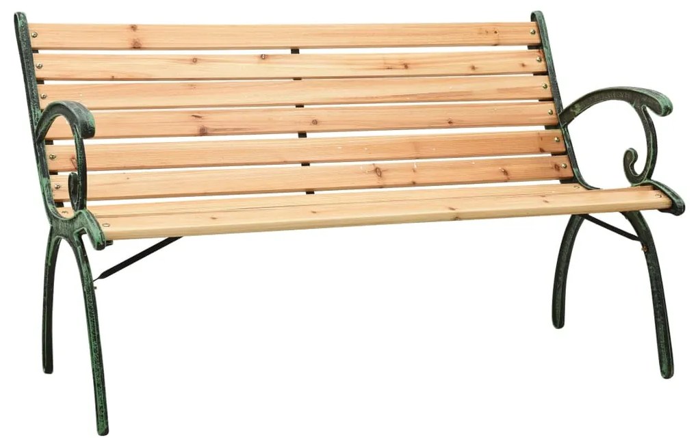 312032 vidaXL Bancă de grădină, 123 cm, fontă și lemn masiv de brad