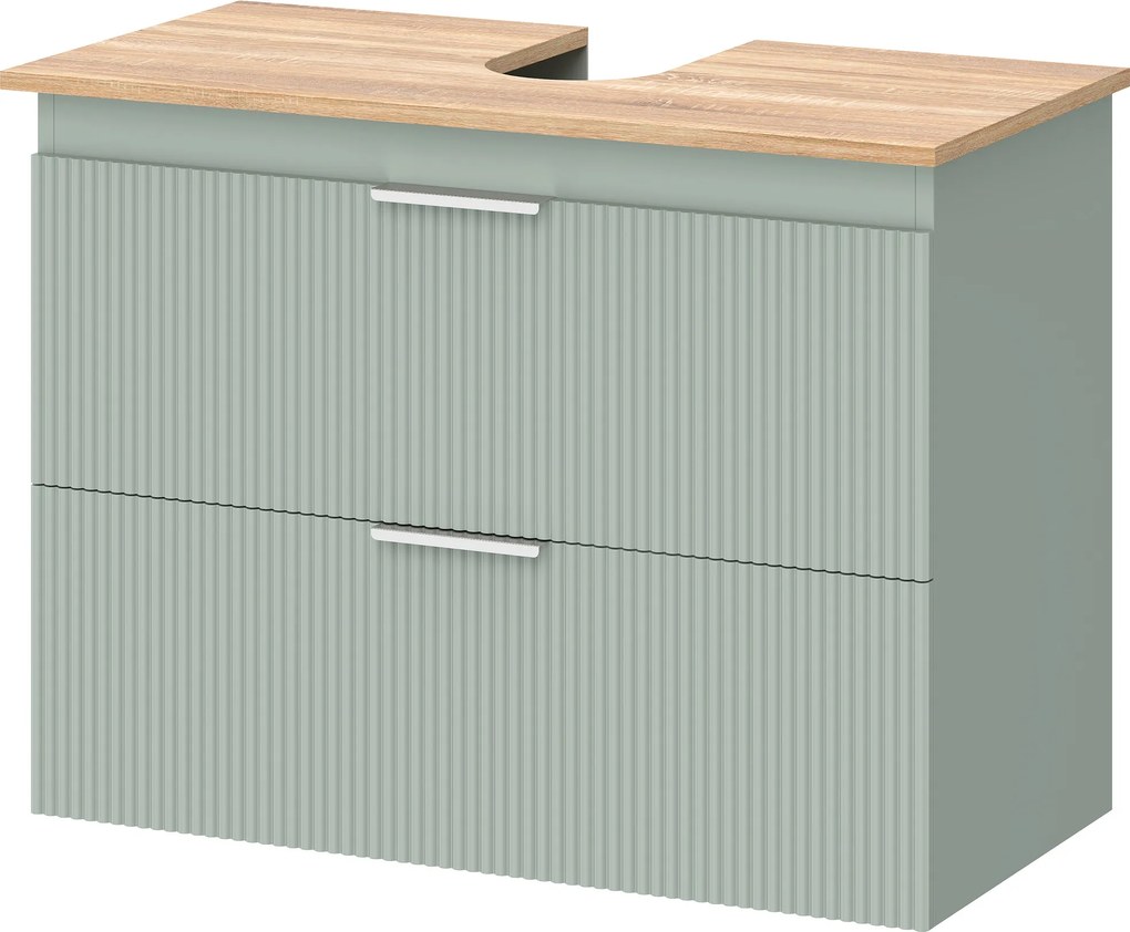 HOMCOM Corp sub lavoar, mobilier de baie cu 2 sertare, stil modern, 80 x 40 x 60 cm, verde și lemn natural | Aosom Romania