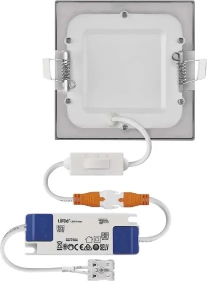 Corp de iluminat LED încastrat NEXXO, 7W, 230V, 3000/3500/4000K, argintiu, 12x12 cm