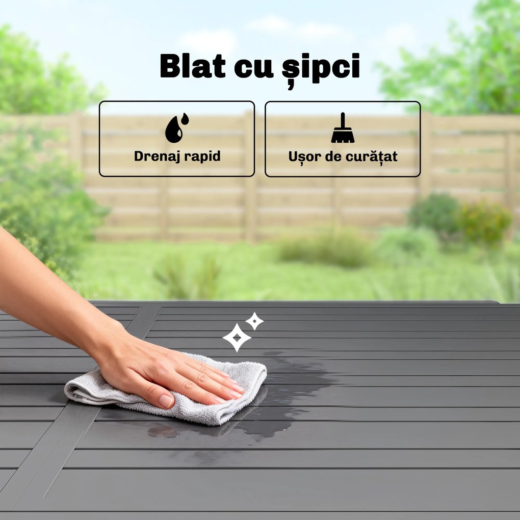 Outsunny masă extensibilă pentru exterior masă de grădină masă de prânz | Aosom Romania