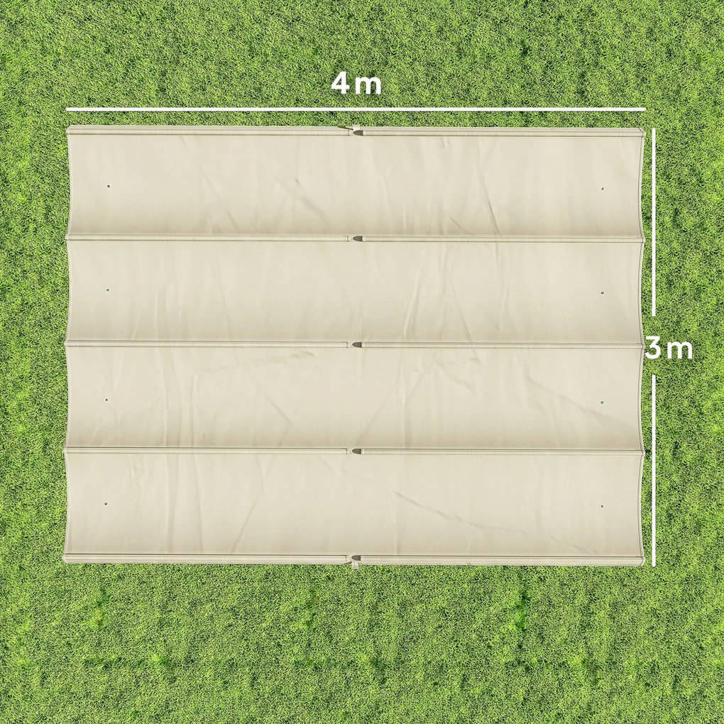 Outsunny Acoperiș de rezervă retractabil 3,92x3,5 m pentru cadru 4x3 m, pânză doar pentru foișor de grădină cu 8 orificii, crem | Aosom Romania