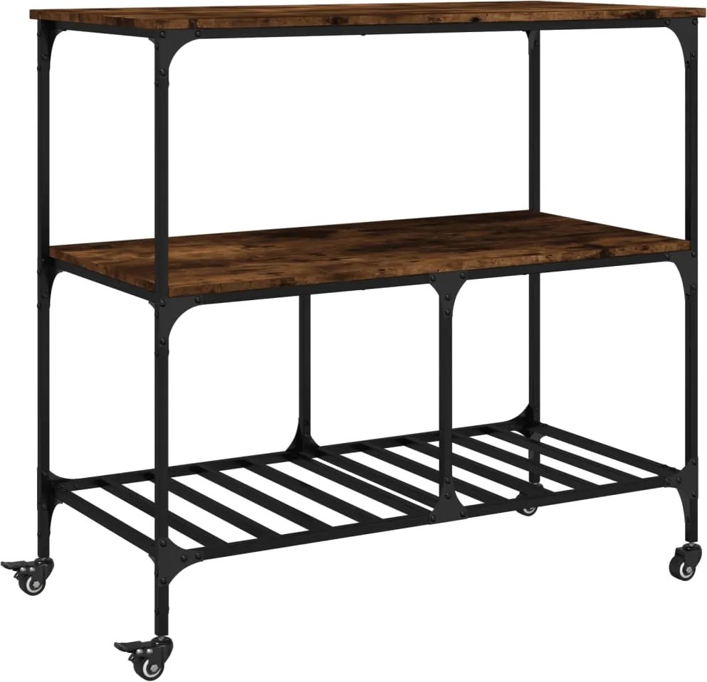 vidaXL Cărucior de bucătărie stejar fumuriu 100x50x95cm lemn prelucrat