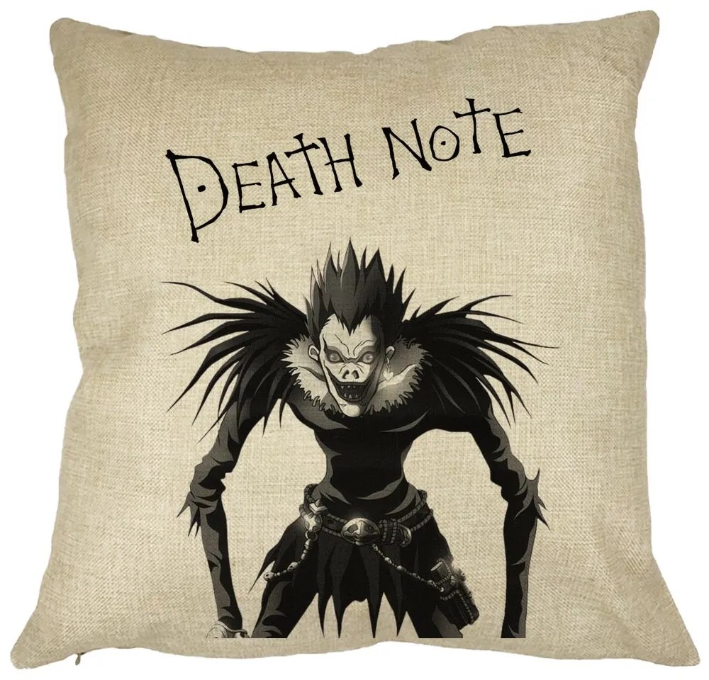 Perna Decorativa cu Deathnote, 40x40 cm, Husa Detasabila, Burduf