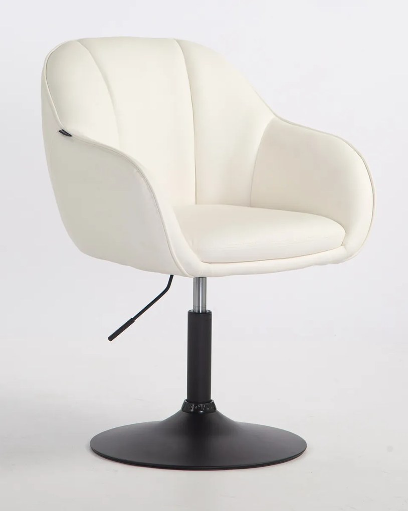 HR2055N Scaun Alb din Piele Ecologica cu Bază Neagră