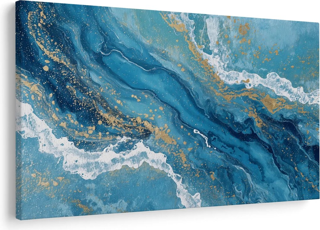 Tablou - Marmură bleu cu aur II. (90x60 cm)