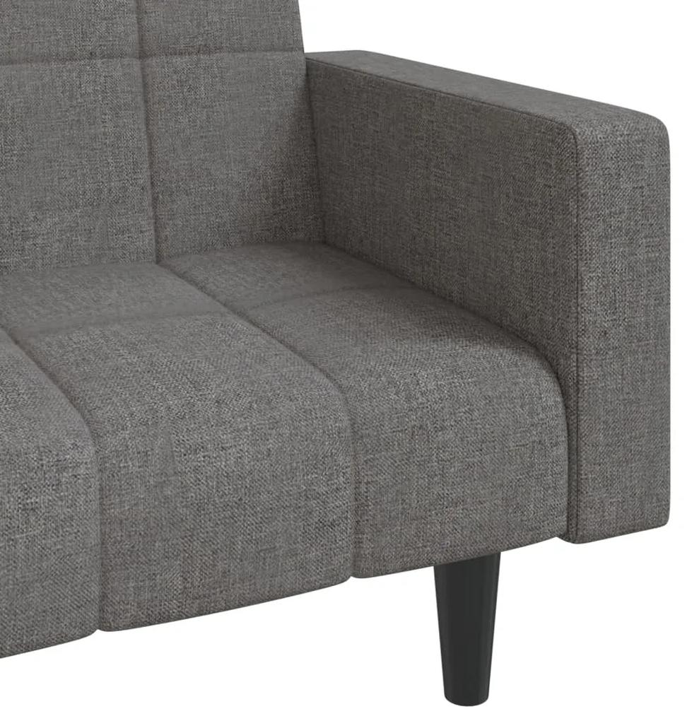 Canapea extensibila cu 2 locuri, 2 perne, gri deschis, textil Gri deschis, Fara suport de picioare