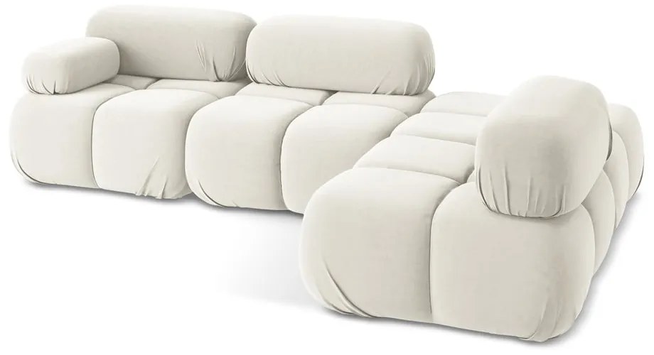 Colțar modular alb cu tapițerie din catifea (cu colț pe partea dreaptă) Lokua – Makamii