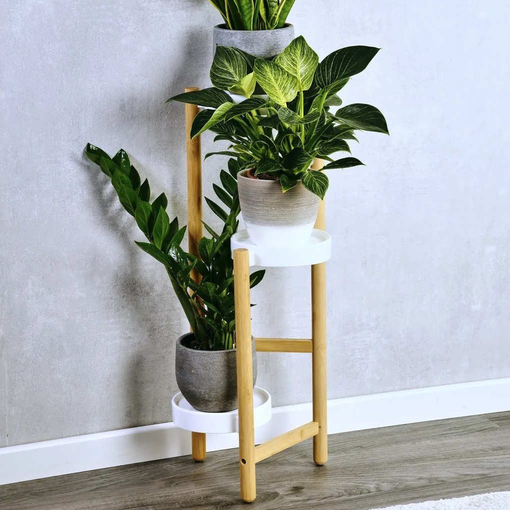 Kesper 17275 Suport pentru flori din bambus 28 x34 x 70 cm, 3 etaje