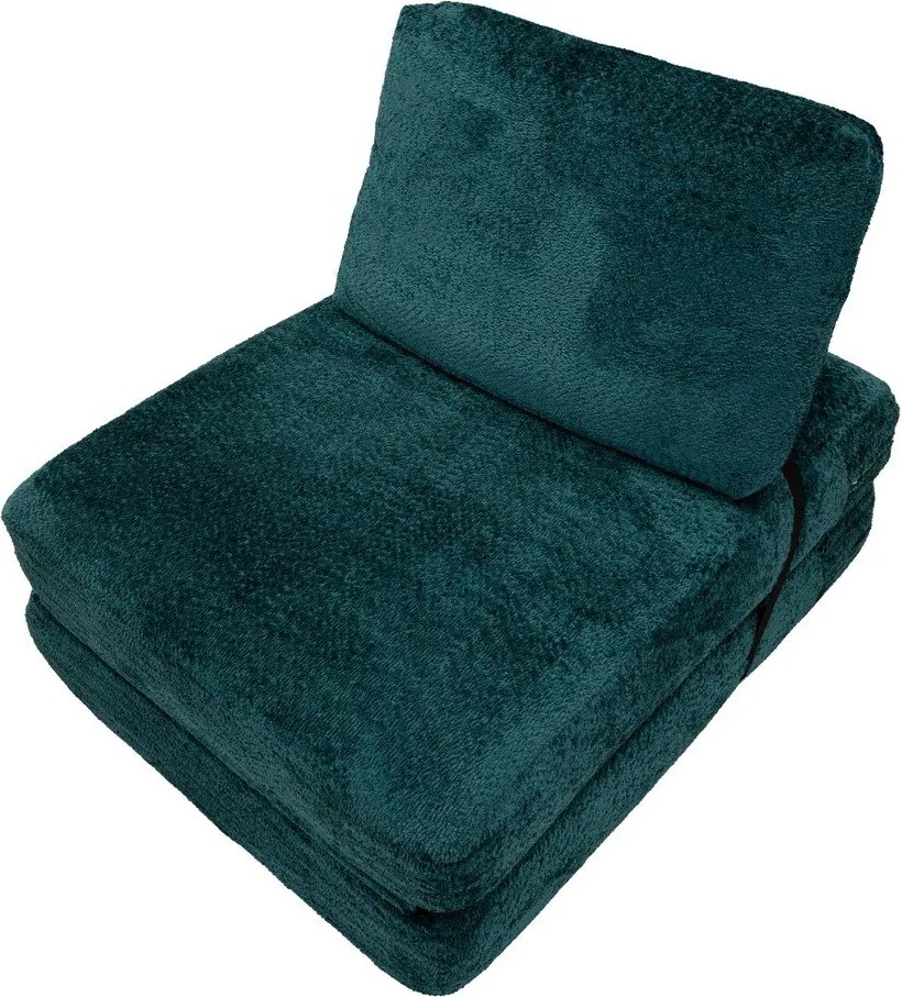 Fotoliu albastru-verde extensibil cu tapițerie din țesătură bouclé Faster – Mauro Ferretti