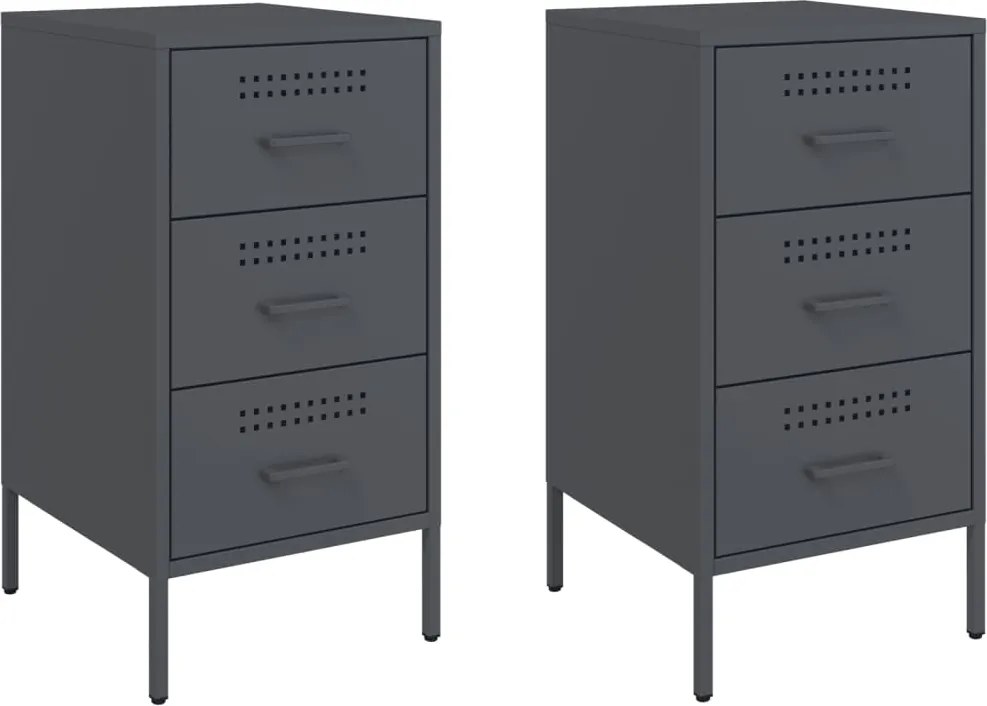 vidaXL Noptiere, 2 buc., antracit, 36x39x68 cm, oțel