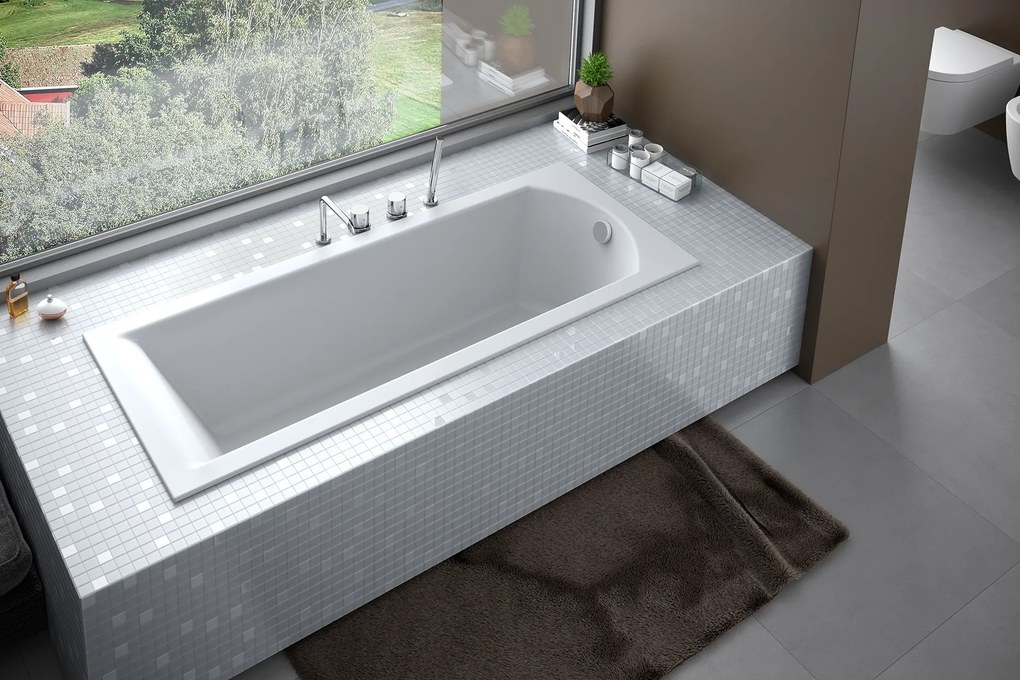 Cada baie rectangulara Besco Shea Slim 170x70cm, acril, montaj incastrat
