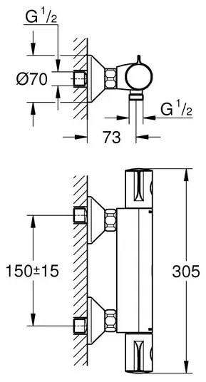 Baterie dus termostatata negru mat Grohe Grohtherm 800