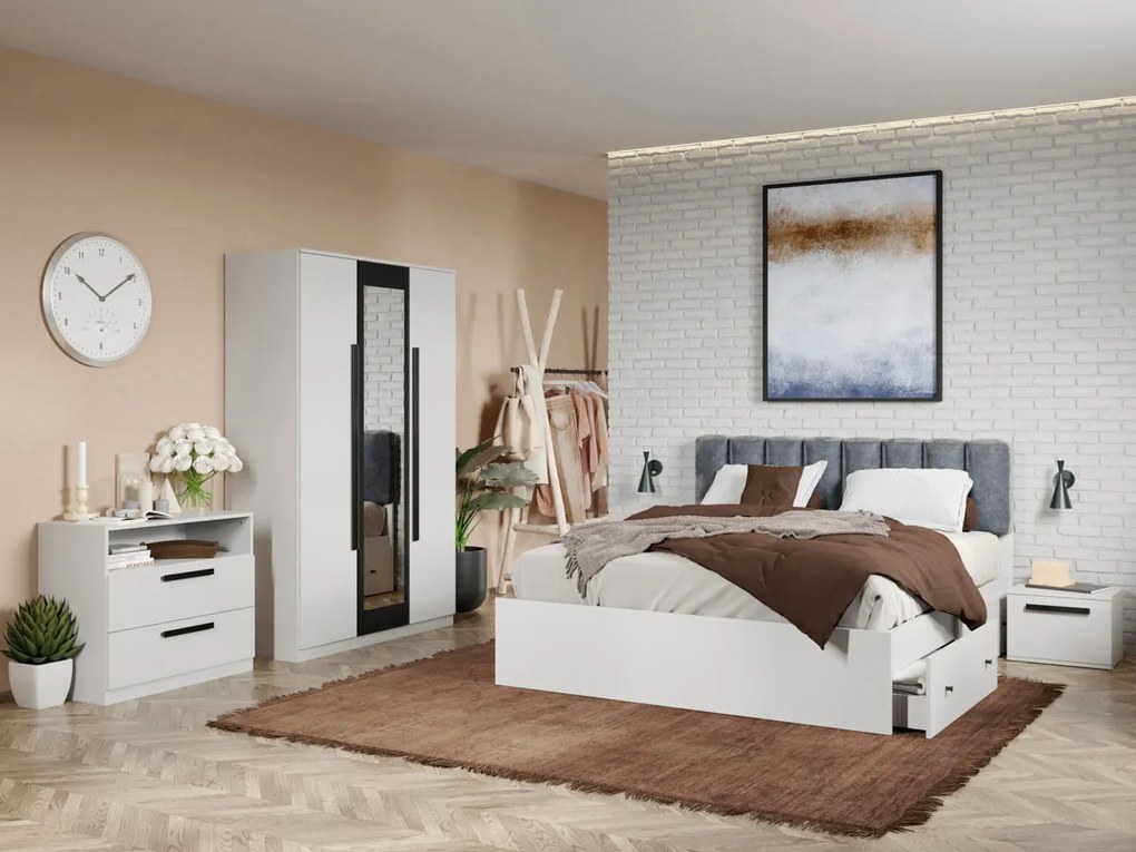 Set mobila dormitor complet Alb Nude C06