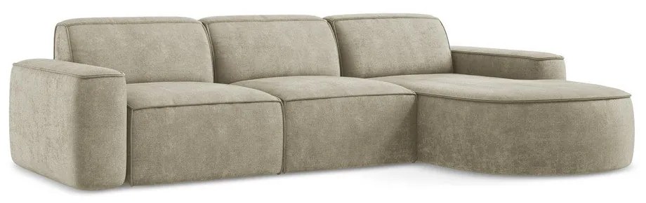 Colțar bej cu tapițerie din chenille (cu colț pe partea dreaptă/cu șezlong) Omao – Makamii