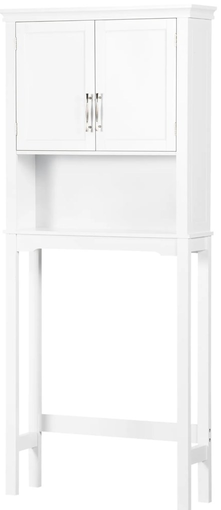 kleankin Dulap WC deasupra toaletei cu două uși, raft reglabil și compartiment, dim. 71 x 20,5 x 165 cm, alb | Aosom Romania