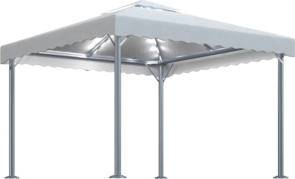 vidaXL Pavilion cu șiruri de lumini LED, crem, 300x300 cm, aluminiu