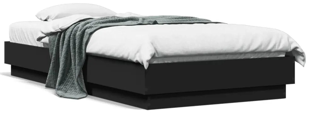 vidaXL Cadru de pat cu lumini LED, negru, 75x190 cm