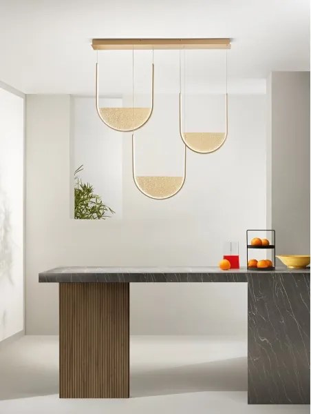 Ondaluce - Lustra suspendată LED dimabilă pe cablu LOTUS LED/70W/230V, aurie