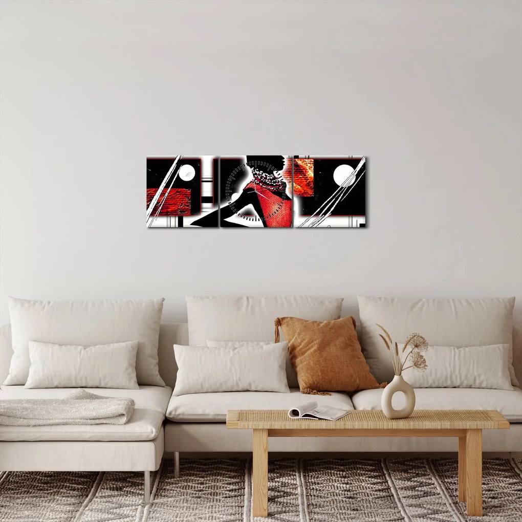 Tablou picuturii cu damă străveche (cu ceas) (90x30 cm)