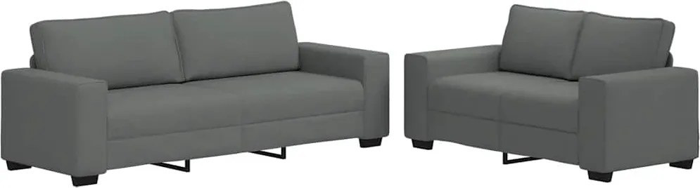 vidaXL Set de canapele cu perne, 2 piese, gri închis, textil