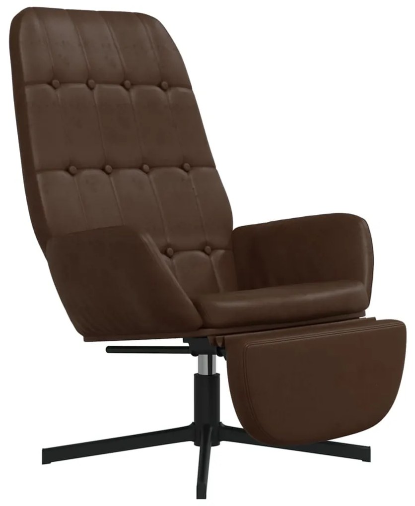 3097718 vidaXL Scaun de relaxare cu taburet, maro lucios, piele artificială