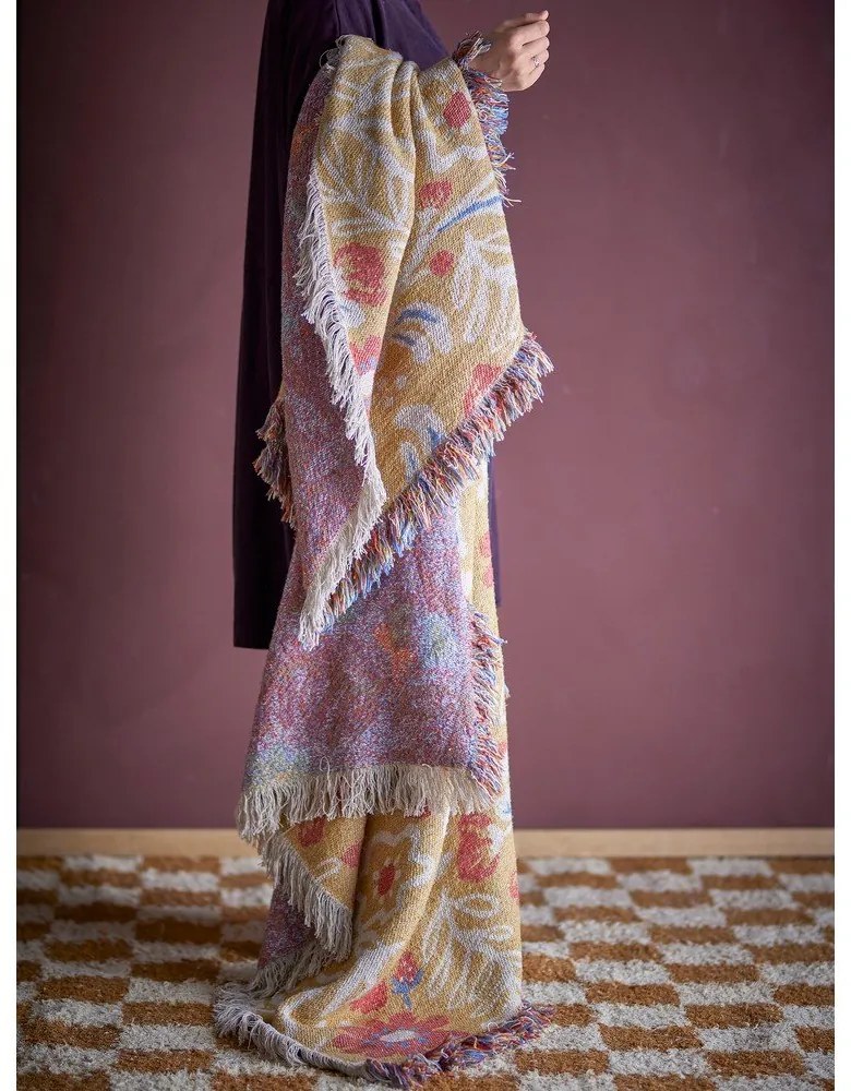 Pătură galbenă din bumbac reciclat 130x160 cm Reims – Bloomingville