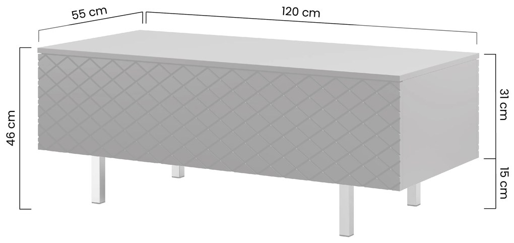 Măsuță de cafea Scalia II 120 2K cu compartiment de depozitare - negru mat / picioare aurii