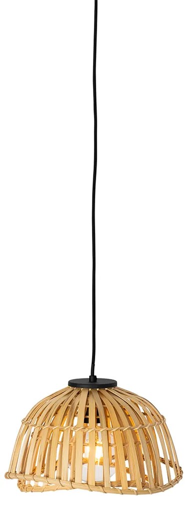 Lampă suspendată orientală neagră cu bambus natural 30 cm - Pua