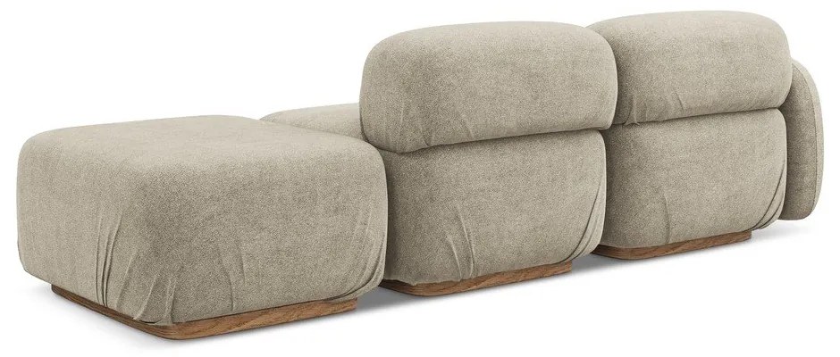 Șezlong modular bej cu tapițerie din țesătură bouclé (cu colț pe partea dreaptă) Ailani – Makamii