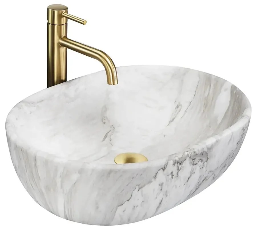 Lavoar pe blat Rea Amelia oval 48 cm gri-ash mat