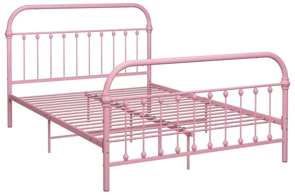 284513 vidaXL Cadru de pat, roz, 140 x 200 cm, metal