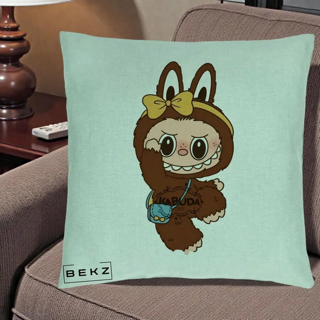 Perna Personalizata Kabuda Maro cu Funda Aurie, 40x40 cm, Verde Menta, Husa Detasabila, Perna Inclusa, BEKZ®