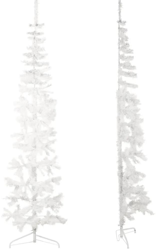 Jumatate brad de Craciun subtire cu suport, alb, 240 cm 1, Alb, 240 cm