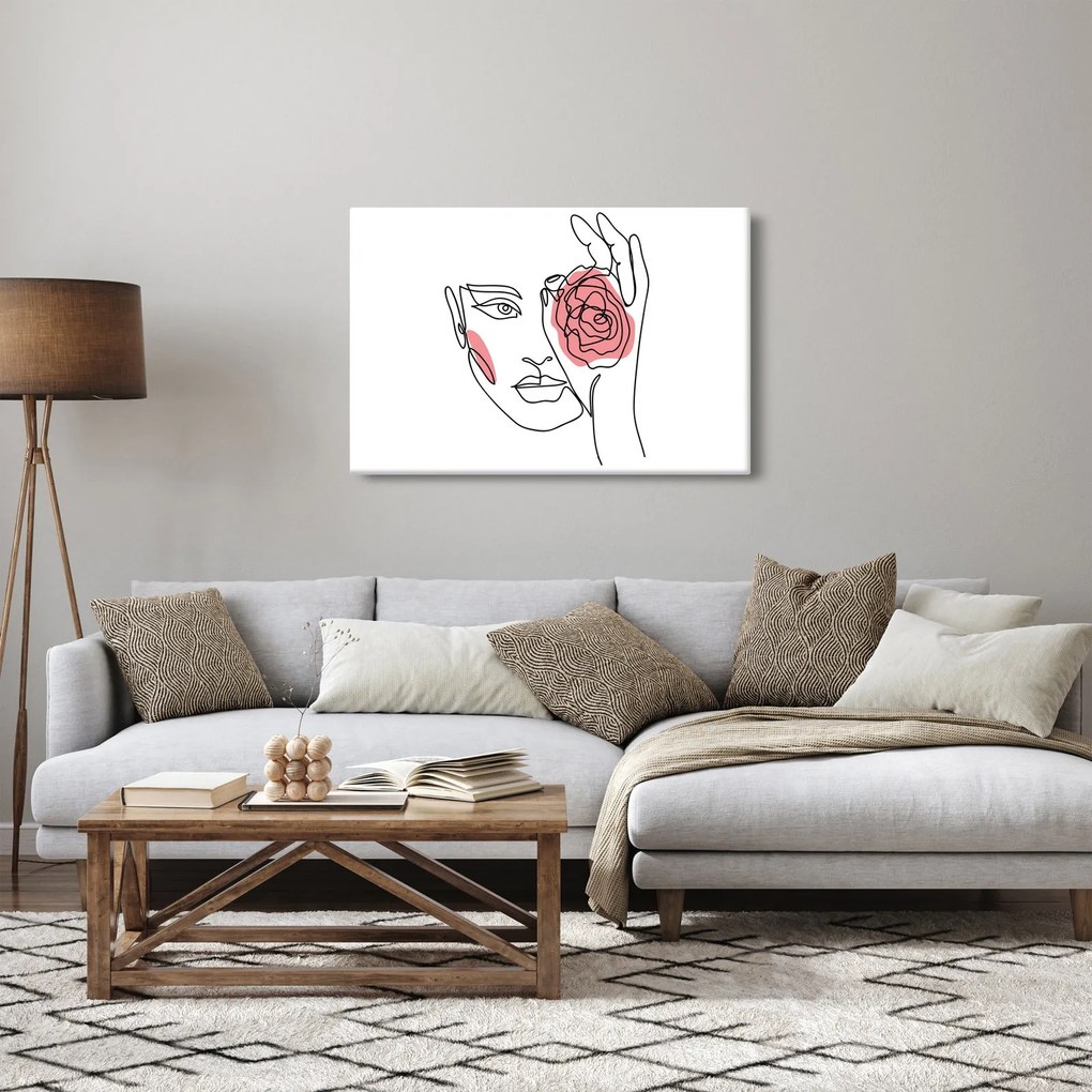 Tablou - Linie de artă față cu trandafir (90x60 cm)