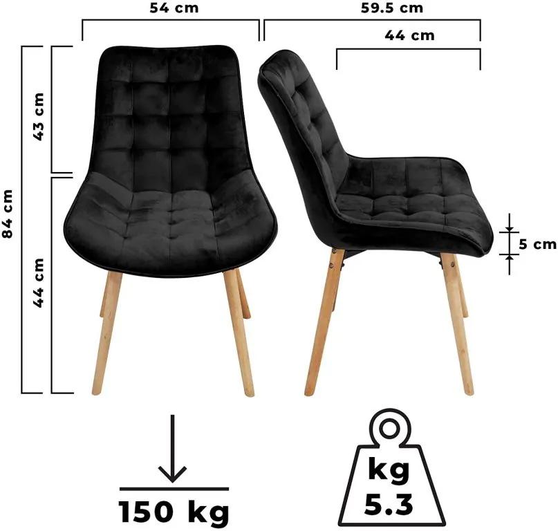 Set de scaune matlasate, negru, 2 buc