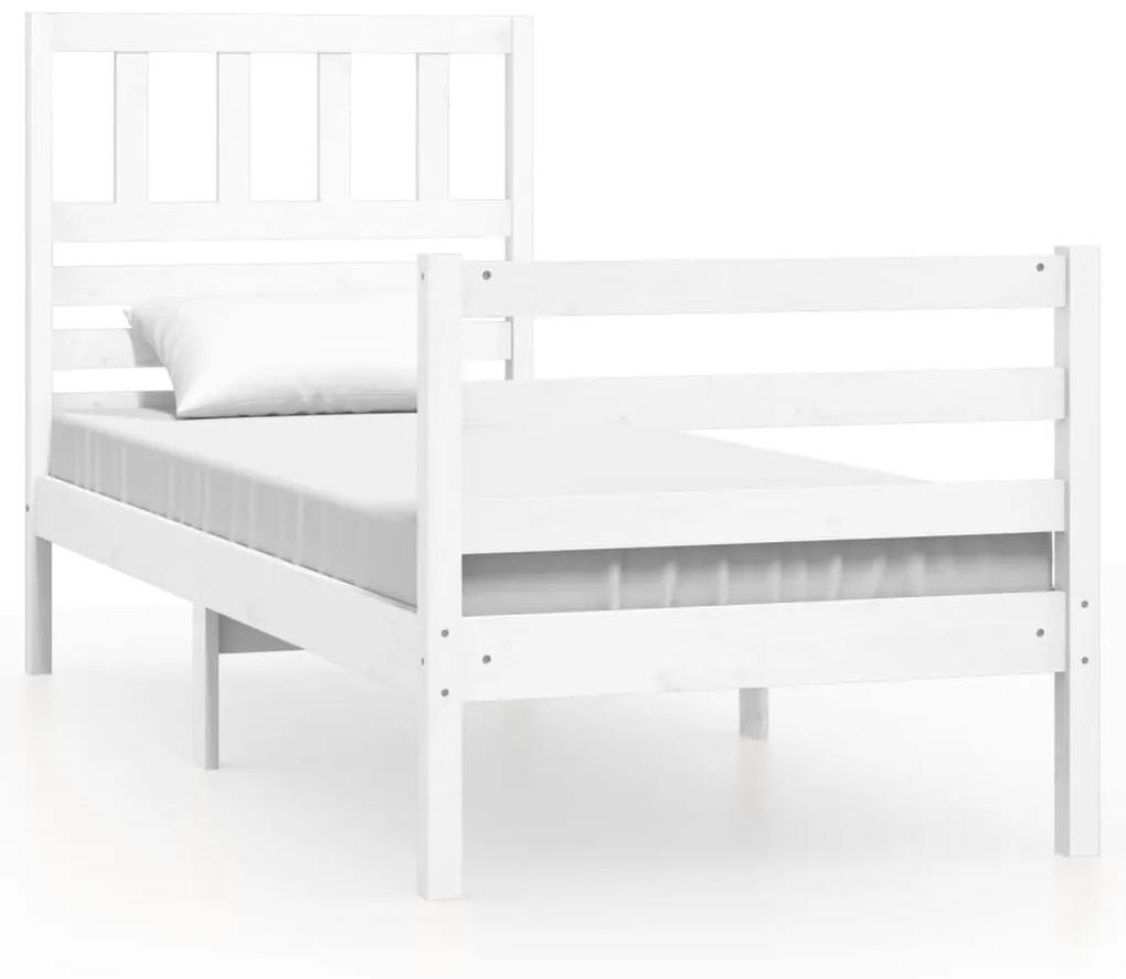 3101074 vidaXL Cadru de pat, alb, 90x200 cm, lemn masiv