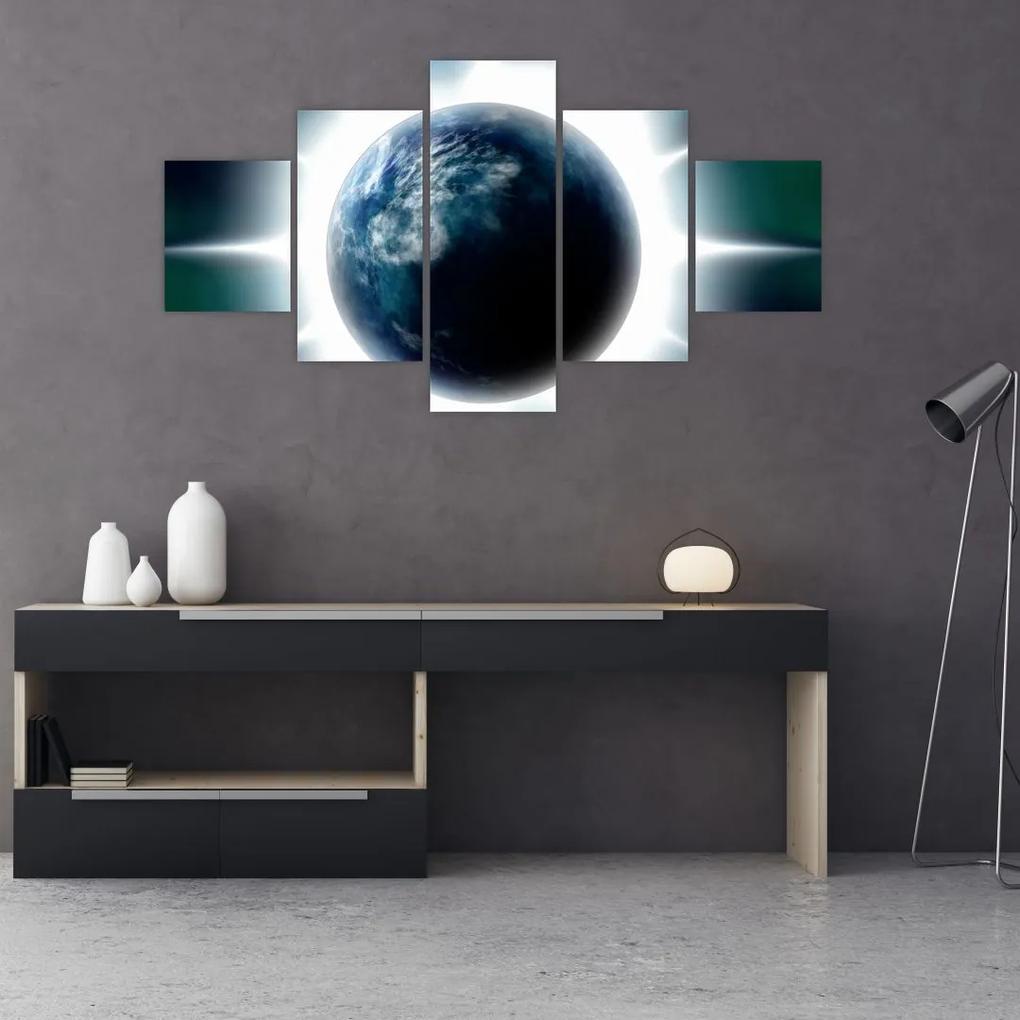 Tablou cu planeta iluminată (125x70 cm), în 40 de alte dimensiuni noi