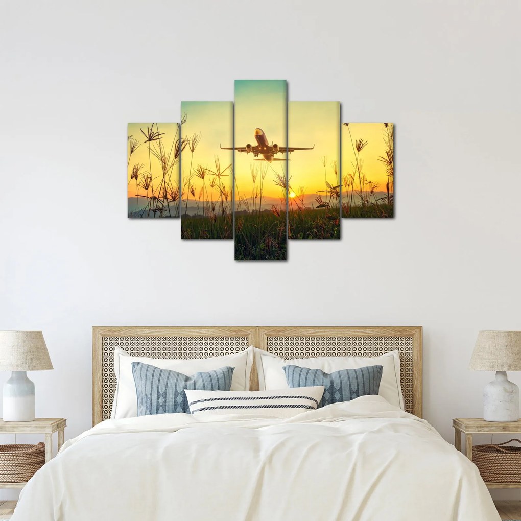 Tablou cu avionul ridicându-se spre zbor (150x105 cm)