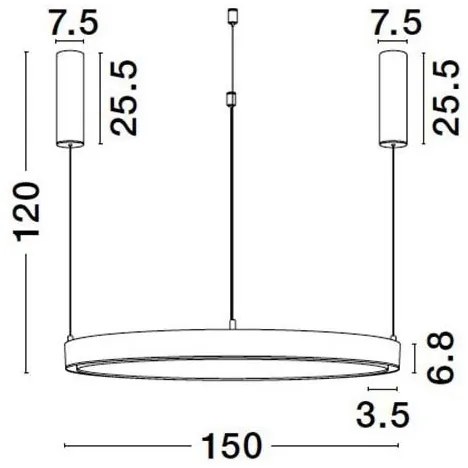 Sistem circular sina magnetica cu iluminat in partea superioara Breda 150cm