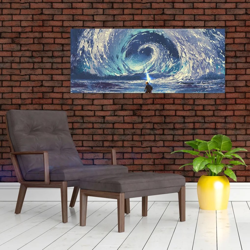 Tablou - Ilustrație a unui băiat cu o suliță (120x50 cm)